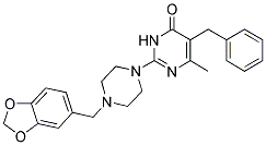 2-[4-(1,3-BENZODIOXOL-5-YLMETHYL)-1-PIPERAZINYL]-5-BENZYL-6-METHYL-4(3H)-PYRIMIDINONE 结构式