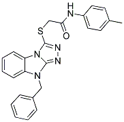 2-(9-BENZYL-9H-BENZO[4,5]IMIDAZO[2,1-C][1,2,4]TRIAZOL-3-YLSULFANYL)-N-P-TOLYL-ACETAMIDE 结构式