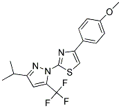 2-[3-ISOPROPYL-5-(TRIFLUOROMETHYL)-1H-PYRAZOL-1-YL]-4-(4-METHOXYPHENYL)-1,3-THIAZOLE 结构式