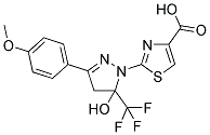 2-[5-HYDROXY-3-(4-METHOXYPHENYL)-5-(TRIFLUOROMETHYL)-4,5-DIHYDRO-1H-PYRAZOL-1-YL]-1,3-THIAZOLE-4-CARBOXYLIC ACID 结构式