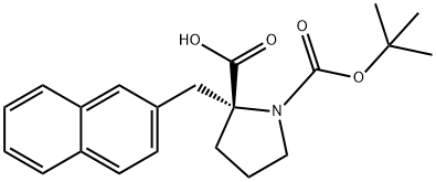 (R)-1-(叔丁氧基羰基)-2-(萘-2-基甲基)吡咯烷-2-羧酸 结构式