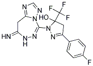 3-(4-FLUOROPHENYL)-1-(8-IMINO-8,9-DIHYDRO-7H-[1,2,4]TRIAZOLO[1,5-D][1,2,4]TRIAZEPIN-5-YL)-5-(TRIFLUOROMETHYL)-4,5-DIHYDRO-1H-PYRAZOL-5-OL 结构式