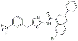 6-BROMO-2-PHENYL-N-(5-(3-(TRIFLUOROMETHYL)BENZYL)THIAZOL-2-YL)QUINOLINE-4-CARBOXAMIDE 结构式