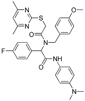 N-(4-(DIMETHYLAMINO)PHENYL)-2-(2-(4,6-DIMETHYLPYRIMIDIN-2-YLTHIO)-N-(4-METHOXYBENZYL)ACETAMIDO)-2-(4-FLUOROPHENYL)ACETAMIDE 结构式