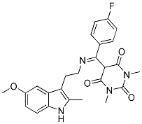 5-((4-FLUOROPHENYL){[2-(5-METHOXY-2-METHYL-1H-INDOL-3-YL)ETHYL]IMINO}METHYL)-1,3-DIMETHYL-2,4,6(1H,3H,5H)-PYRIMIDINETRIONE 结构式