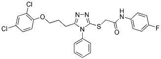 2-((5-[3-(2,4-DICHLOROPHENOXY)PROPYL]-4-PHENYL-4H-1,2,4-TRIAZOL-3-YL)SULFANYL)-N-(4-FLUOROPHENYL)ACETAMIDE 结构式