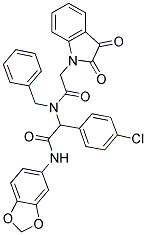 N-(BENZO[D][1,3]DIOXOL-5-YL)-2-(N-BENZYL-2-(2,3-DIOXOINDOLIN-1-YL)ACETAMIDO)-2-(4-CHLOROPHENYL)ACETAMIDE 结构式