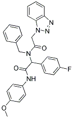 2-(2-(1H-BENZO[D][1,2,3]TRIAZOL-1-YL)-N-BENZYLACETAMIDO)-2-(4-FLUOROPHENYL)-N-(4-METHOXYPHENYL)ACETAMIDE 结构式