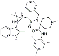 4-(N-BENZYL-2-((1R,3S)-2,2-DIMETHYL-3-(2-METHYL-1H-INDOL-3-YL)CYCLOPROPYL)ACETAMIDO)-N-MESITYL-1-METHYLPIPERIDINE-4-CARBOXAMIDE 结构式