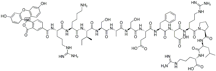 5-FAM-ARG-LYS-ILE-SER-ALA-SER-GLU-PHE-ASP-ARG-PRO-LEU-ARG-OH 结构式