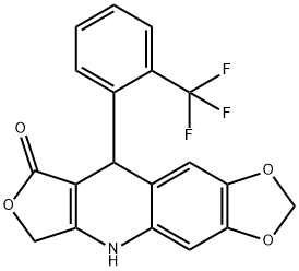 9-[2-(TRIFLUOROMETHYL)PHENYL]-6,9-DIHYDRO[1,3]DIOXOLO[4,5-G]FURO[3,4-B]QUINOLIN-8(5H)-ONE 结构式