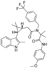 2-(2-((1R,3S)-2,2-DIMETHYL-3-(2-METHYL-1H-INDOL-3-YL)CYCLOPROPYL)-N-(4-(TRIFLUOROMETHYL)BENZYL)ACETAMIDO)-N-(4-METHOXYPHENYL)-2-METHYLPROPANAMIDE 结构式