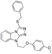 3-Benzylsulfanyl-9-[2-(4-methoxy-phenoxy)-ethyl]-9H-benzo[4,5]imidazo[2,1-c][1,2,4]triazole 结构式