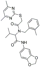 N-(BENZO[D][1,3]DIOXOL-5-YL)-2-(2-(4,6-DIMETHYLPYRIMIDIN-2-YLTHIO)-N-(2-METHYLBENZYL)ACETAMIDO)-3-METHYLBUTANAMIDE 结构式