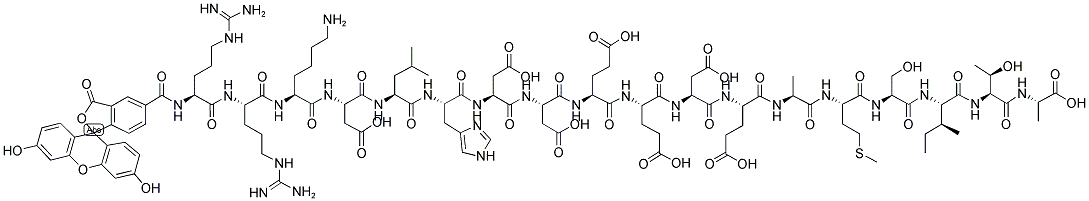 5-FAM-ARG-ARG-LYS-ASP-LEU-HIS-ASP-ASP-GLU-GLU-ASP-GLU-ALA-MET-SER-ILE-THR-ALA-OH 结构式