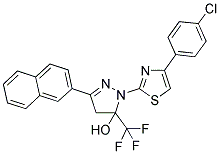 1-[4-(4-CHLOROPHENYL)-1,3-THIAZOL-2-YL]-3-(2-NAPHTHYL)-5-(TRIFLUOROMETHYL)-4,5-DIHYDRO-1H-PYRAZOL-5-OL 结构式