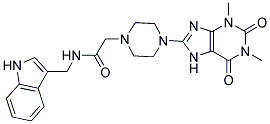 2-[4-(1,3-DIMETHYL-2,6-DIOXO-2,3,6,7-TETRAHYDRO-1H-PURIN-8-YL)-1-PIPERAZINYL]-N-(1H-INDOL-3-YLMETHYL)ACETAMIDE 结构式