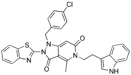 5-(2-(1H-INDOL-3-YL)ETHYL)-2-(BENZO[D]THIAZOL-2-YL)-1-(4-CHLOROBENZYL)-4-METHYL-1,2-DIHYDRO-5H-PYRAZOLO[4,3-C]PYRIDINE-3,6-DIONE 结构式