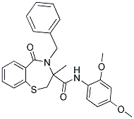 4-BENZYL-N-(2,4-DIMETHOXYPHENYL)-3-METHYL-5-OXO-2,3,4,5-TETRAHYDRO-1,4-BENZOTHIAZEPINE-3-CARBOXAMIDE 结构式