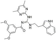 (E)-N-((2-(1H-INDOL-3-YL)ETHYLAMINO)(4,6-DIMETHYLPYRIMIDIN-2-YLAMINO)METHYLENE)-3,5-DIMETHOXYBENZAMIDE 结构式