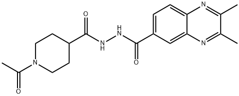 N'-[(1-ACETYL-4-PIPERIDINYL)CARBONYL]-2,3-DIMETHYL-6-QUINOXALINECARBOHYDRAZIDE 结构式