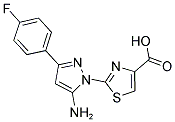 2-[5-AMINO-3-(4-FLUOROPHENYL)-1H-PYRAZOL-1-YL]-1,3-THIAZOLE-4-CARBOXYLIC ACID 结构式