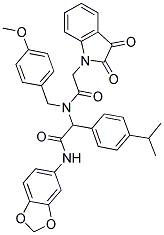 N-(BENZO[D][1,3]DIOXOL-5-YL)-2-(2-(2,3-DIOXOINDOLIN-1-YL)-N-(4-METHOXYBENZYL)ACETAMIDO)-2-(4-ISOPROPYLPHENYL)ACETAMIDE 结构式