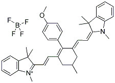 2-((E)-2-(2-(4-METHOXYPHENYL)-5-METHYL-3-[(E)-2-(1,3,3-TRIMETHYL-1,3-DIHYDRO-2H-INDOL-2-YLIDENE)ETHYLIDENE]-1-CYCLOHEXEN-1-YL)ETHENYL)-1,3,3-TRIMETHYL-3H-INDOLIUM TETRAFLUOROBORATE 结构式