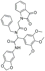 N-(BENZO[D][1,3]DIOXOL-5-YL)-2-(N-BENZYL-2-(2,3-DIOXOINDOLIN-1-YL)ACETAMIDO)-2-(3,4,5-TRIMETHOXYPHENYL)ACETAMIDE 结构式