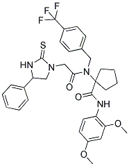 N-(2,4-DIMETHOXYPHENYL)-1-(2-(4-PHENYL-2-THIOXOIMIDAZOLIDIN-1-YL)-N-(4-(TRIFLUOROMETHYL)BENZYL)ACETAMIDO)CYCLOPENTANECARBOXAMIDE 结构式