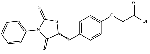 {4-[(Z)-(4-OXO-3-PHENYL-2-THIOXO-1,3-THIAZOLIDIN-5-YLIDENE)METHYL]PHENOXY}ACETIC ACID 结构式