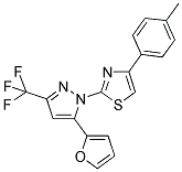 2-[5-(2-FURYL)-3-(TRIFLUOROMETHYL)-1H-PYRAZOL-1-YL]-4-(4-METHYLPHENYL)-1,3-THIAZOLE 结构式