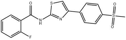 2-FLUORO-N-(4-[4-(METHYLSULFONYL)PHENYL]-1,3-THIAZOL-2-YL)BENZENECARBOXAMIDE 结构式