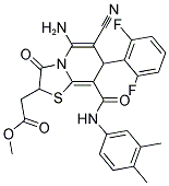METHYL 2-(5-AMINO-6-CYANO-7-(2,6-DIFLUOROPHENYL)-8-(3,4-DIMETHYLPHENYLCARBAMOYL)-3-OXO-3,7-DIHYDRO-2H-THIAZOLO[3,2-A]PYRIDIN-2-YL)ACETATE 结构式