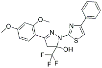 3-(2,4-DIMETHOXYPHENYL)-1-(4-PHENYL-1,3-THIAZOL-2-YL)-5-(TRIFLUOROMETHYL)-4,5-DIHYDRO-1H-PYRAZOL-5-OL 结构式