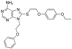 8-[2-(4-ETHOXY-PHENOXY)-ETHYLSULFANYL]-9-(2-PHENOXY-ETHYL)-9H-PURIN-6-YLAMINE 结构式