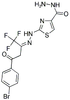 2-{(2Z)-2-[3-(4-BROMOPHENYL)-3-OXO-1-(TRIFLUOROMETHYL)PROPYLIDENE]HYDRAZINO}-1,3-THIAZOLE-4-CARBOHYDRAZIDE 结构式