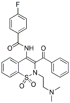 N-{3-BENZOYL-2-[2-(DIMETHYLAMINO)ETHYL]-1,1-DIOXO-1,2-DIHYDRO-1LAMBDA~6~,2-BENZOTHIAZIN-4-YL}-4-FLUOROBENZAMIDE 结构式