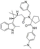 1-(2-((1R,3S)-2,2-DIMETHYL-3-(2-METHYL-1H-INDOL-3-YL)CYCLOPROPYL)-N-(PYRIDIN-3-YLMETHYL)ACETAMIDO)-N-(4-(DIMETHYLAMINO)PHENYL)CYCLOPENTANECARBOXAMIDE 结构式