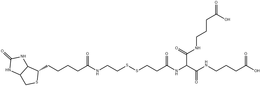 BIOTINYLAMIDOETHYL-DITHIOMETHYLENEMALONIC ACID BIS(4-AMINOBUTYRIC ACID) 结构式