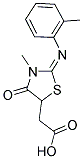 {(2E)-3-Methyl-2-[(2-methylphenyl)imino]-4-oxo-1,3-thiazolidin-5-yl}acetic acid 结构式