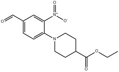 1-(4-甲酰基-2-硝基苯基)哌啶-4-羧酸乙酯 结构式