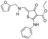 ETHYL (5Z)-2-ANILINO-5-{[(2-FURYLMETHYL)AMINO]METHYLENE}-4-OXO-4,5-DIHYDROTHIOPHENE-3-CARBOXYLATE 结构式