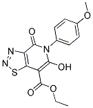 Ethyl 6-hydroxy-5-(4-methoxyphenyl)-4-oxo-4,5-dihydro[1,2,3]thiadiazolo[4,5-c]pyridine-7-carboxylate 结构式