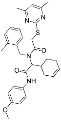 2-(CYCLOHEX-3-ENYL)-2-(2-(4,6-DIMETHYLPYRIMIDIN-2-YLTHIO)-N-(2-METHYLBENZYL)ACETAMIDO)-N-(4-METHOXYPHENYL)ACETAMIDE 结构式