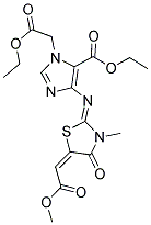 ETHYL 1-(2-ETHOXY-2-OXOETHYL)-4-{[(2Z,5E)-5-(2-METHOXY-2-OXOETHYLIDENE)-3-METHYL-4-OXO-1,3-THIAZOLIDIN-2-YLIDENE]AMINO}-1H-IMIDAZOLE-5-CARBOXYLATE 结构式