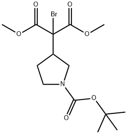 2-BROMO-2- (1-TERT-BUTOXYCARBONYL-PYRROLIDIN-3-YL)-MALONIC ACID DIMETHYL ESTER 结构式
