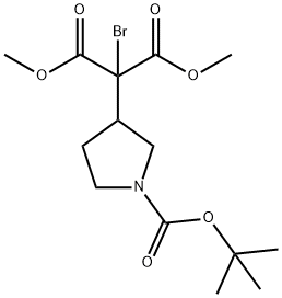 2-Bromo-2- (1-tert-butoxycarbonyl-pyrrolidin-3-yl)-malonic acid dimethyl ester 结构式