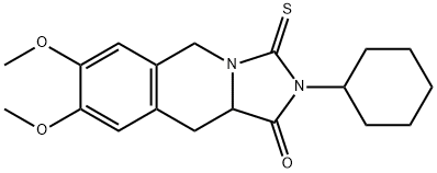 2-Cyclohexyl-7,8-dimethoxy-3-thioxo-2,3,10,10a-tetrahydroimidazo[1,5-b]isoquinolin-1(5H)-one 结构式