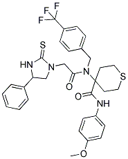 N-(4-METHOXYPHENYL)-4-(2-(4-PHENYL-2-THIOXOIMIDAZOLIDIN-1-YL)-N-(4-(TRIFLUOROMETHYL)BENZYL)ACETAMIDO)-TETRAHYDRO-2H-THIOPYRAN-4-CARBOXAMIDE 结构式